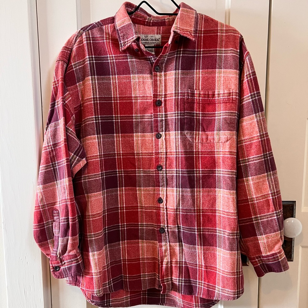 Red, Maroon and Pink Plaid Shirt